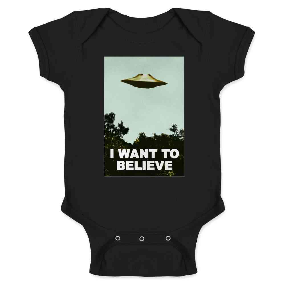 I Want To Believe UFO Aliens TV Retro 90s Baby Bodysuit