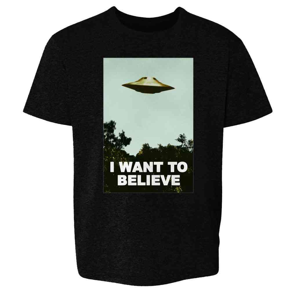 I Want To Believe UFO Aliens TV Retro 90s Kids & Youth Tee