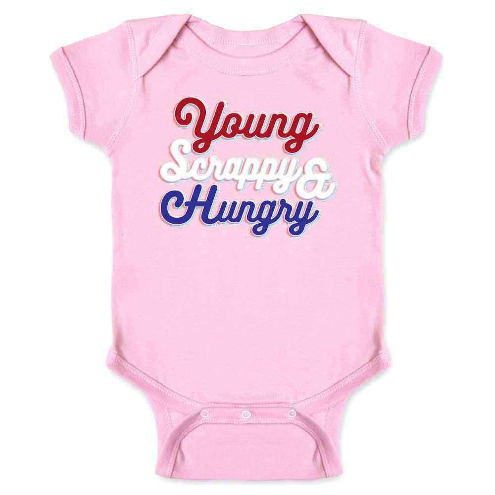 Young Scrappy &amp; Hungry Quote Baby Bodysuit