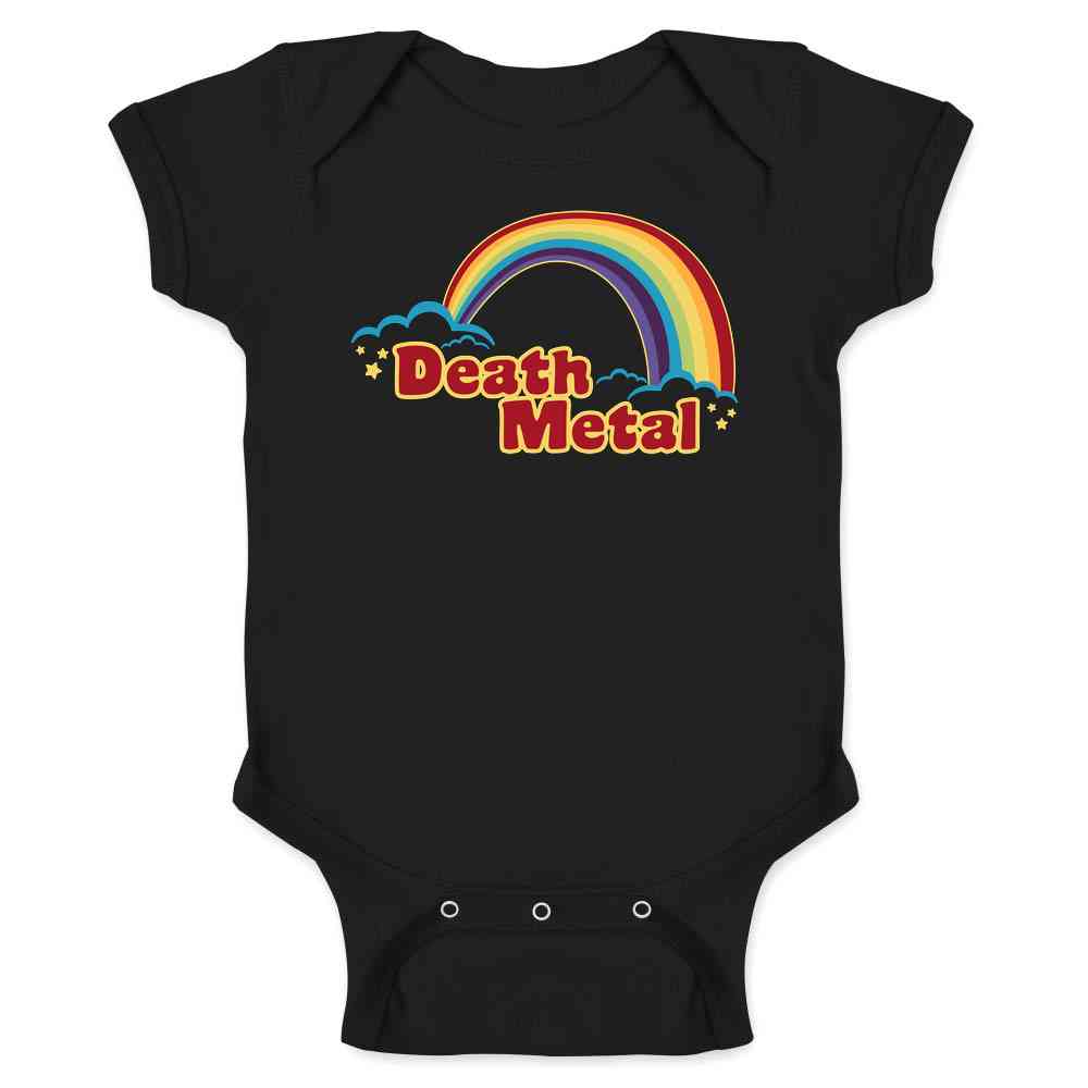 Death Metal Retro Rainbow 70s 80s Sarcastic  Baby Bodysuit