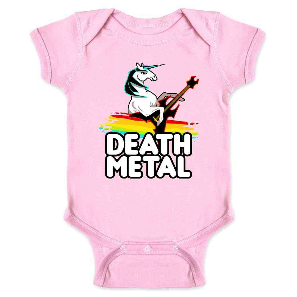Death Metal Unicorn Retro Rainbow Funny Baby Bodysuit