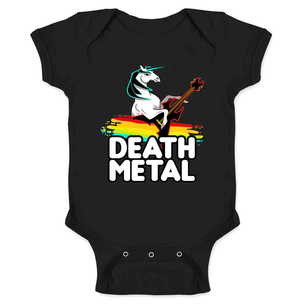 Death Metal Unicorn Retro Rainbow Funny Baby Bodysuit – Gotham