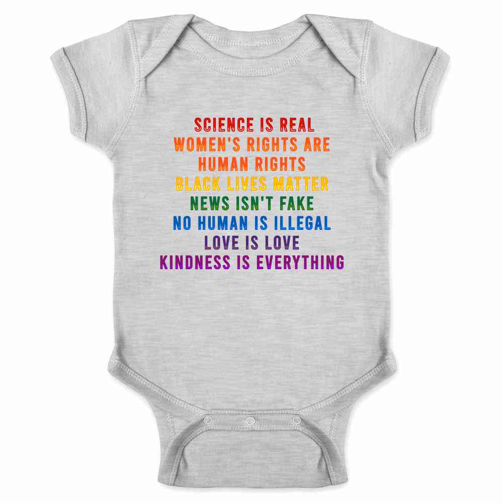 Science Is Real Black Lives Matter Rainbow Facts Baby Bodysuit