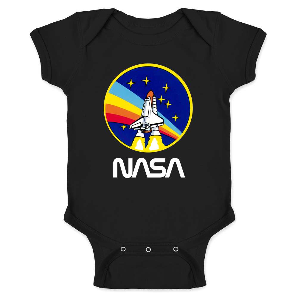 NASA Approved Shuttle Rainbow Blastoff Graphic 80s Baby Bodysuit