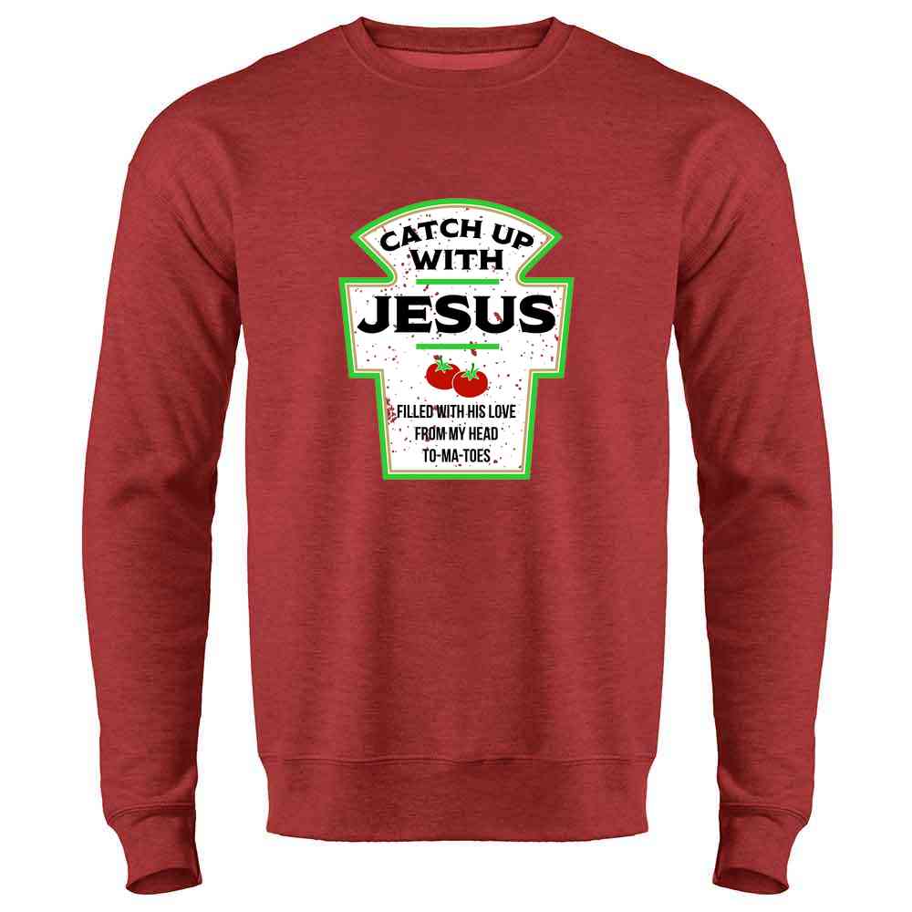 Catch Up With Jesus Funny Ketchup Faith Christian Long Sleeve