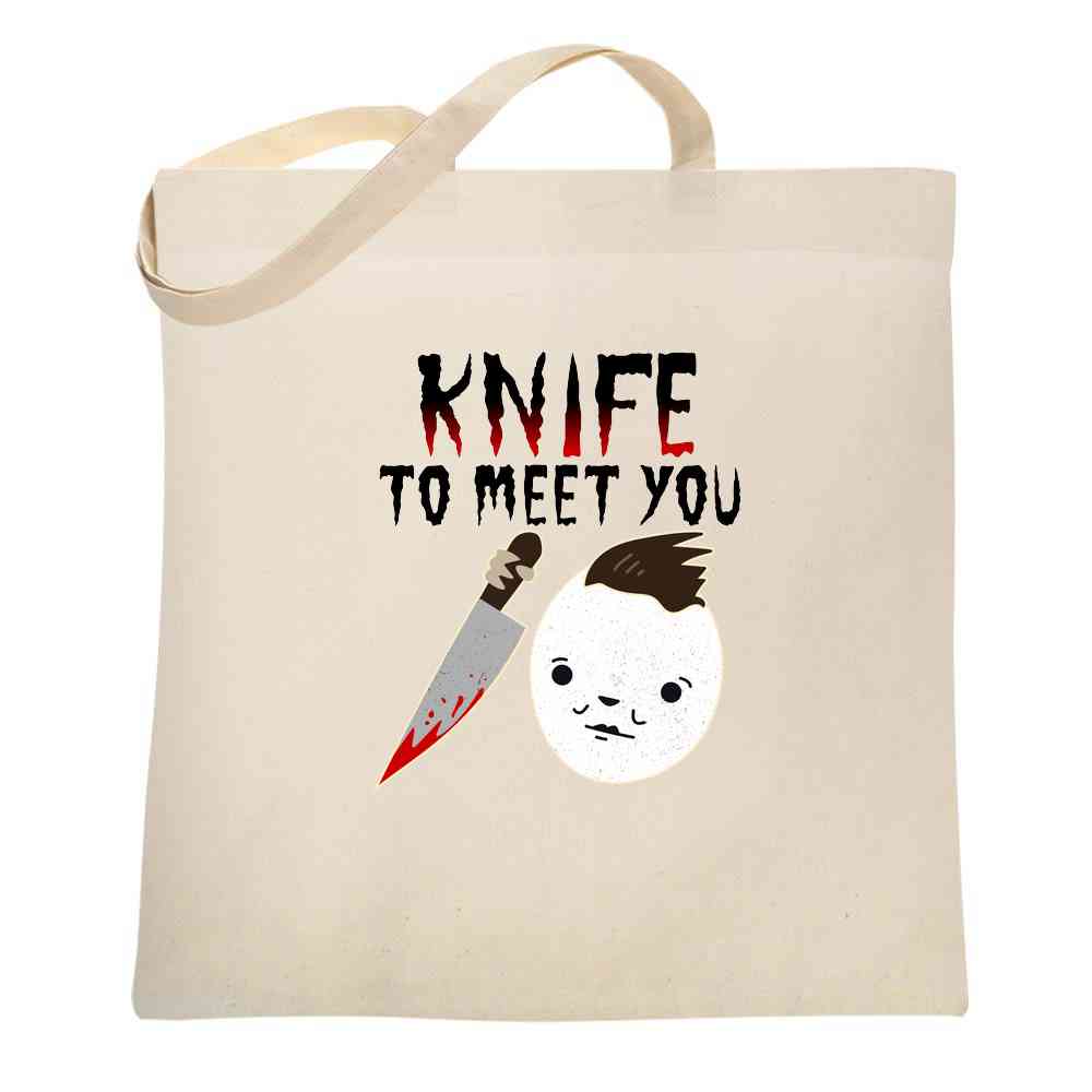 Knife To Meet You Halloween Mask Horror Movie  Tote Bag
