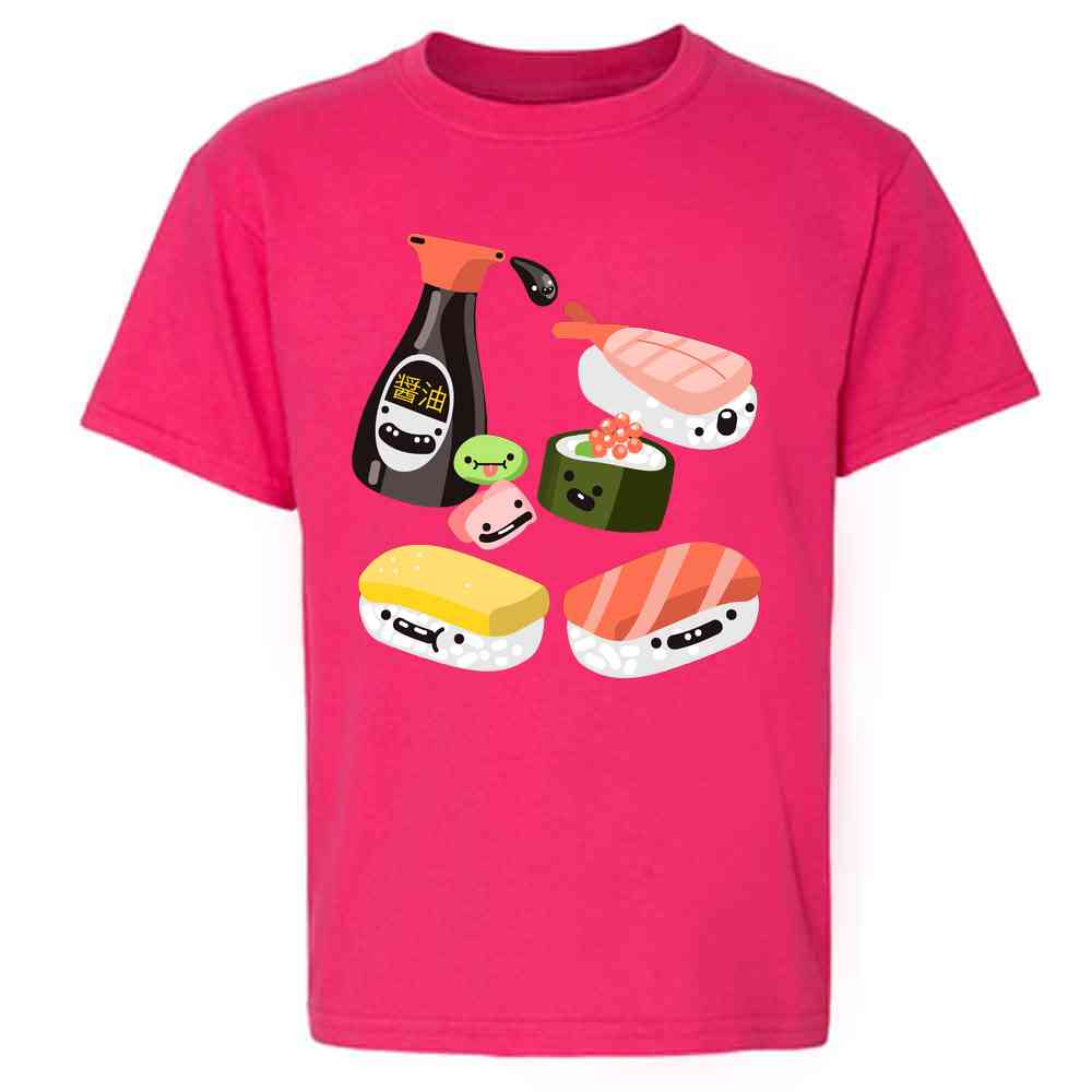Sushi Kawaii Cute Funny Food Cartoon Kids Youth Tee