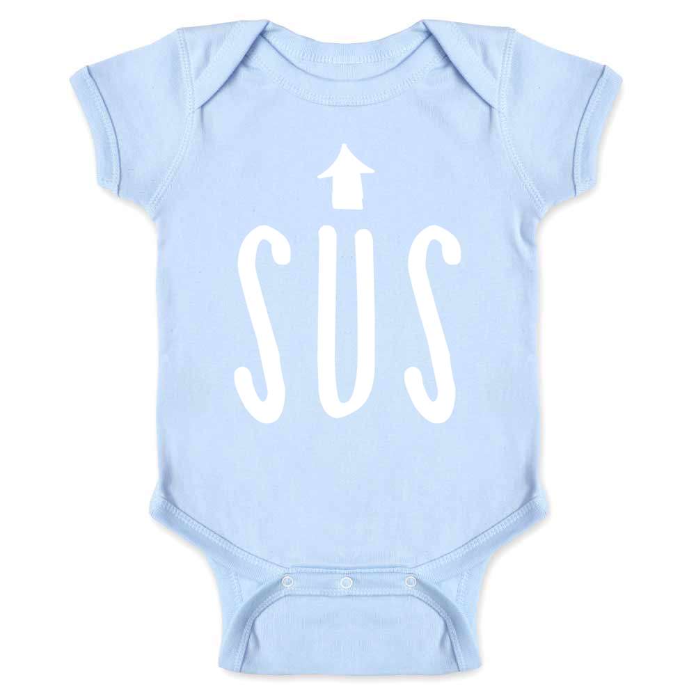 SUS Arrow Funny Gamer Meme Video Game Baby Bodysuit