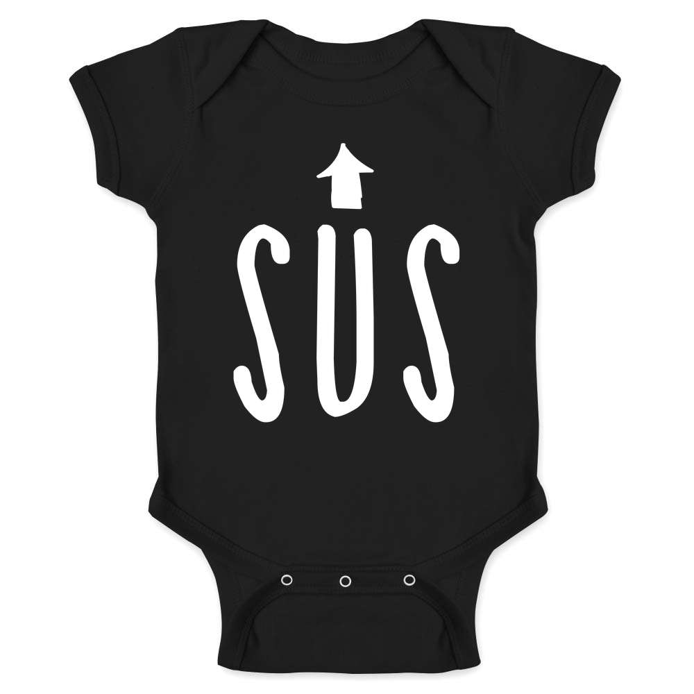 SUS Arrow Funny Gamer Meme Video Game Baby Bodysuit