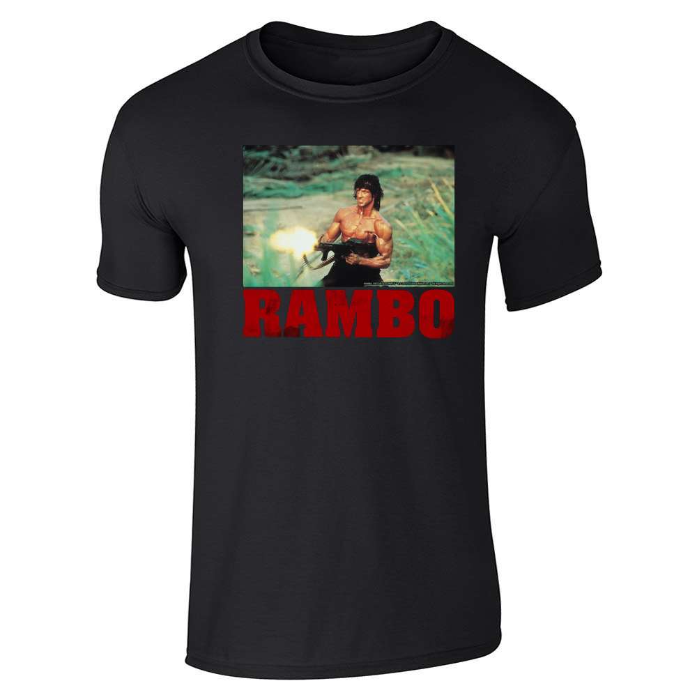 Rambo Machine Gun 80s Movie Action Stallone Unisex Tee
