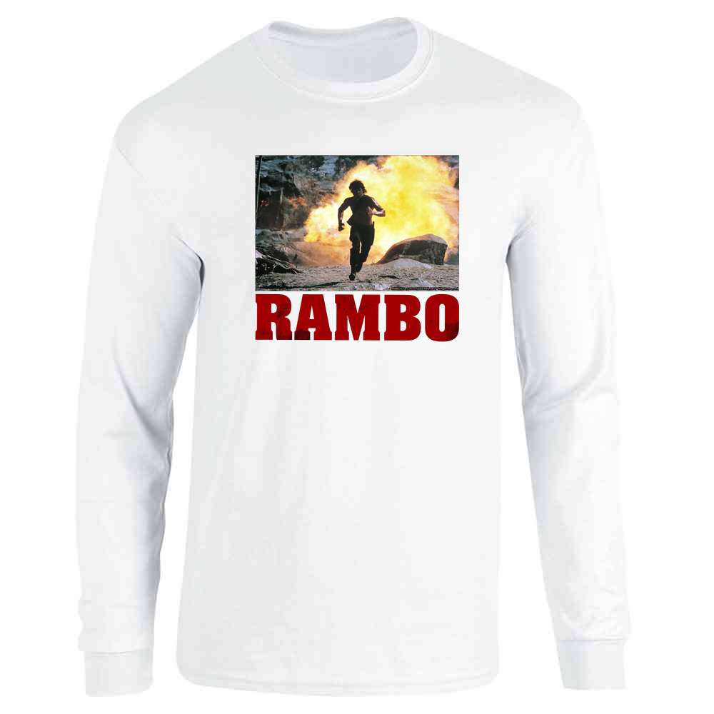 Rambo Running From Explosion 80s Movie Action Long Sleeve