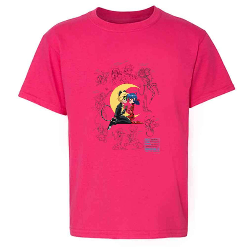 Miraculous Ladybug and Cat Noir Moon Sketch Kids & Youth Tee
