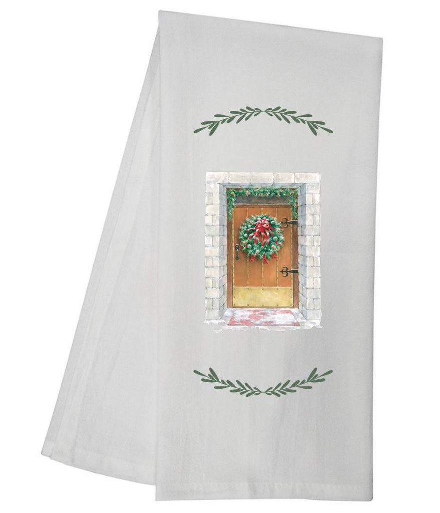 Decorated Holiday Door Stone  Tea Towel GGTT958