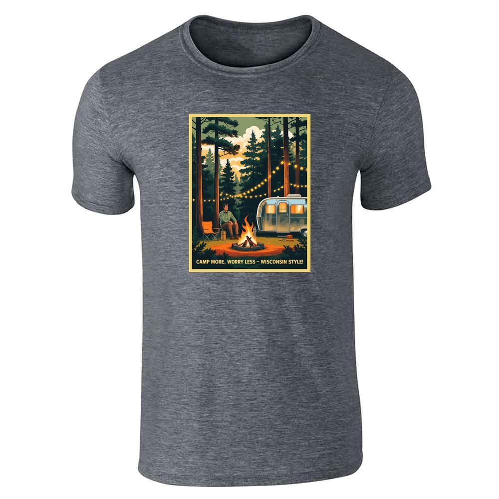 Wisconsin Camp More Worry Less Camping Retro  Unisex Tee
