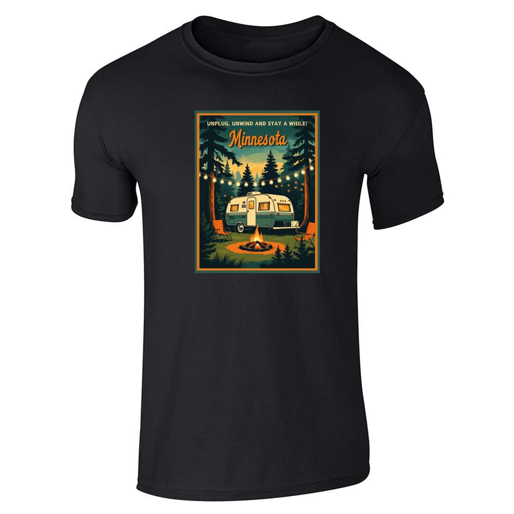 Minnesota Unplug Unwind Stay A While Retro Travel Unisex Tee