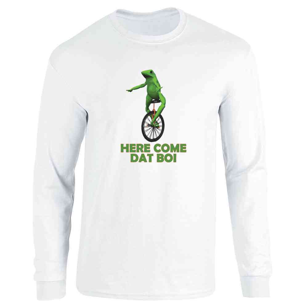 Here Come Dat Boi Meme Frog Funny Unicycle  Long Sleeve