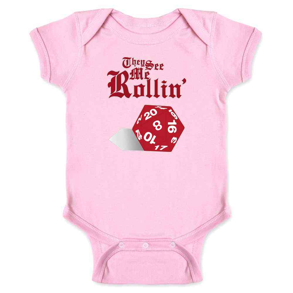 They See Me Rollin D20 Funny RPG Baby Bodysuit