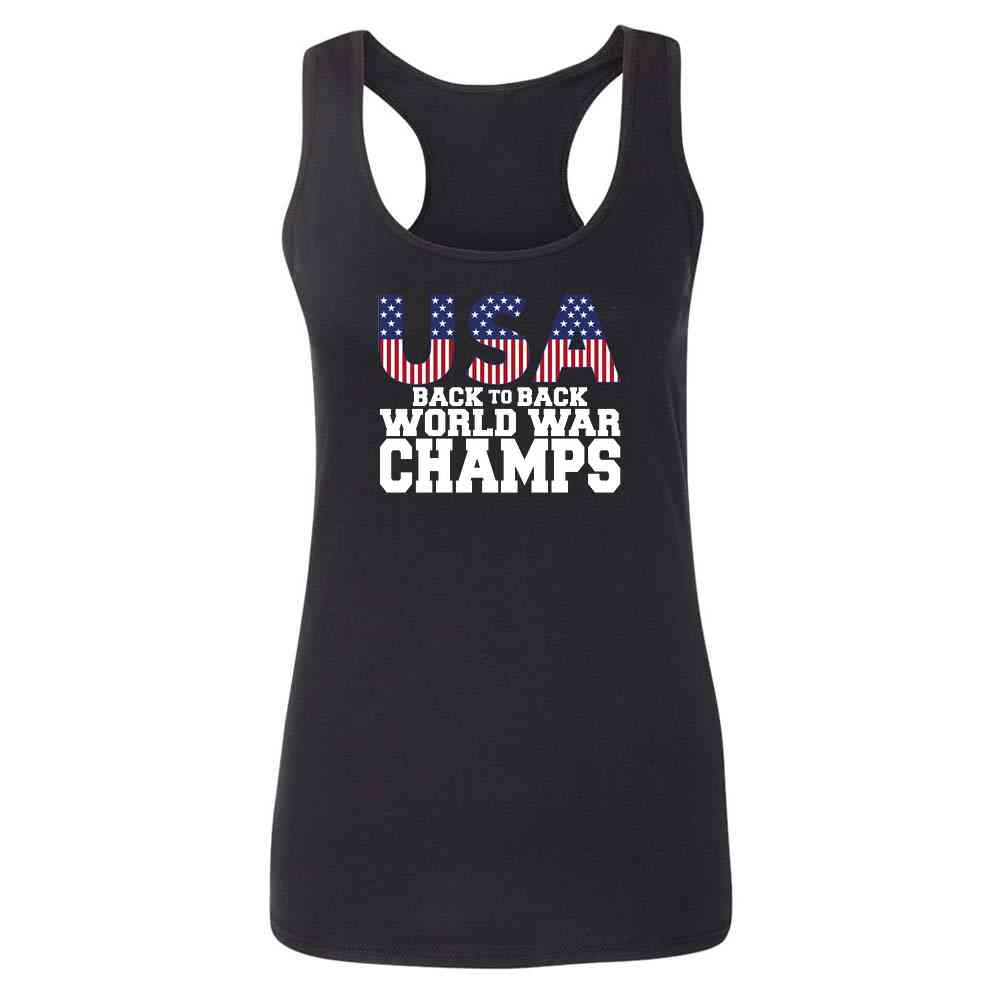 USA Back To Back World War Champions 4th of July Womens Tee & Tank