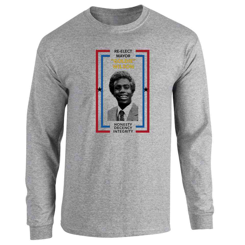 Re-Elect Mayor Goldie Wilson Campaign Retro 80s Long Sleeve – Gotham Gifts  | Pop Threads