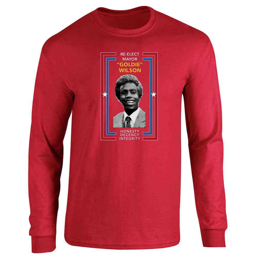 Re-Elect Mayor Goldie Wilson Campaign Retro 80s Long Sleeve – Gotham Gifts  | Pop Threads