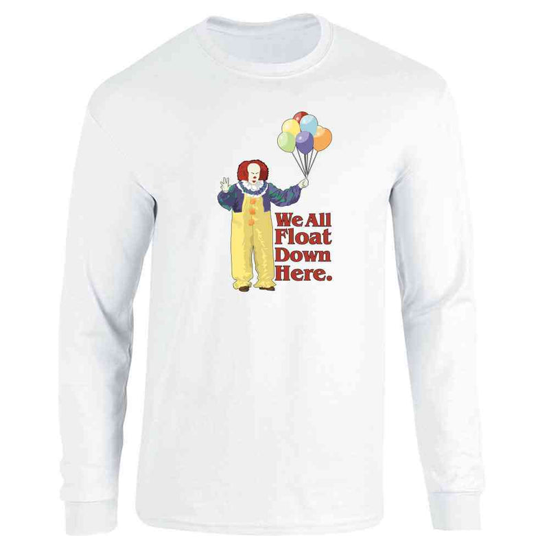 Clown Float Down Here Minimalist Horror Spooky Long Sleeve