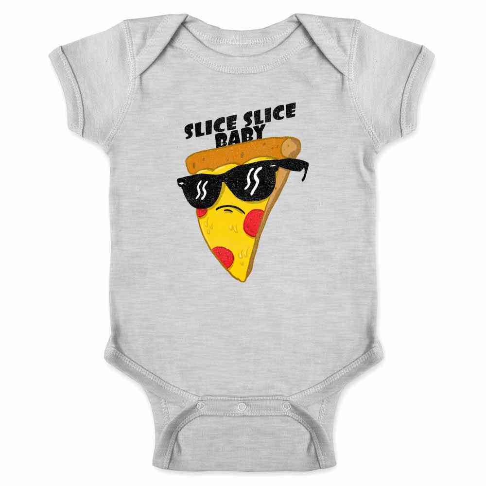 Slice Slice Baby Pizza Funny Retro Graphic Baby Bodysuit
