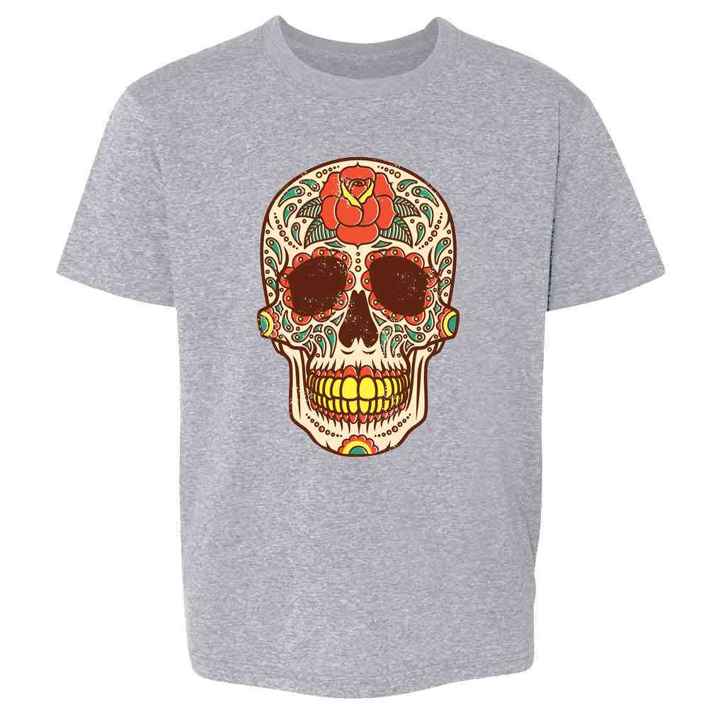 Rose Sugar Skull Vintage Horror Day of the Dead Kids & Youth Tee