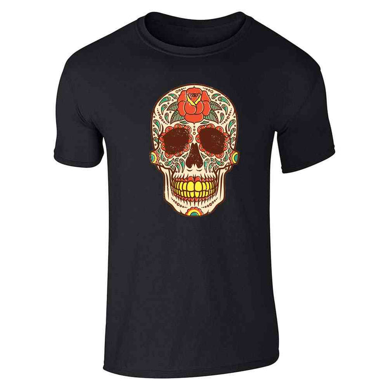Rose Sugar Skull Vintage Horror Day of the Dead Unisex Tee