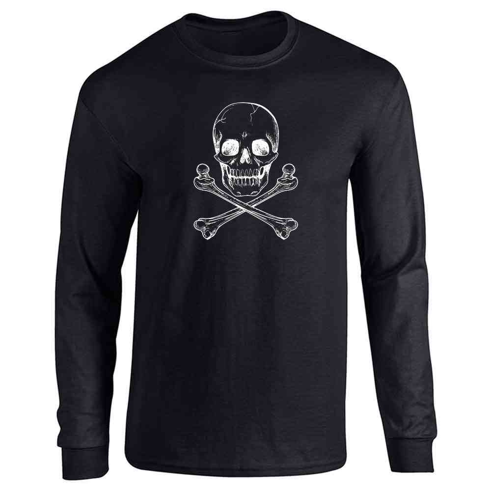 Skull and Cross Bones Poison Classic Retro Creepy Horror Halloween Long Sleeve