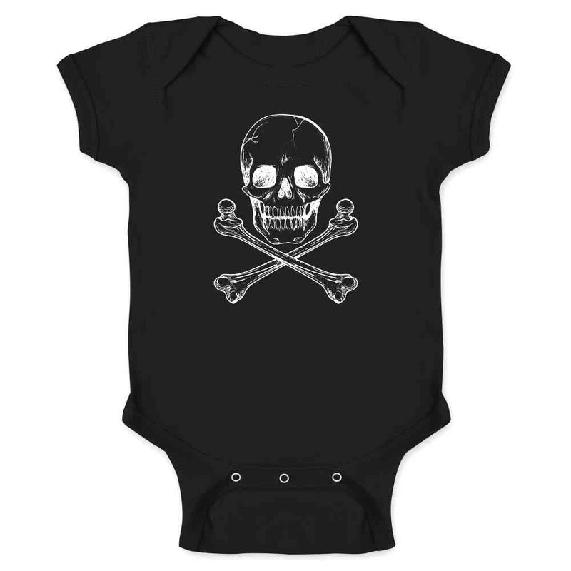 Skull and Cross Bones Poison Classic Retro Creepy Horror Halloween Baby Bodysuit