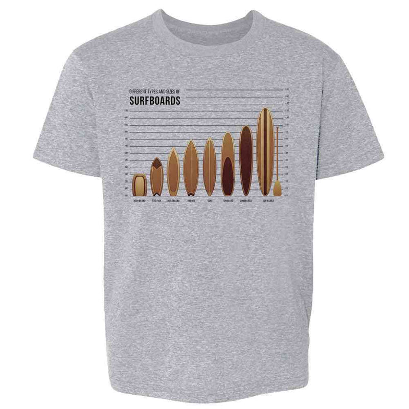 Surfboards Size and Type Chart Surfer Surfing  Kids & Youth Tee