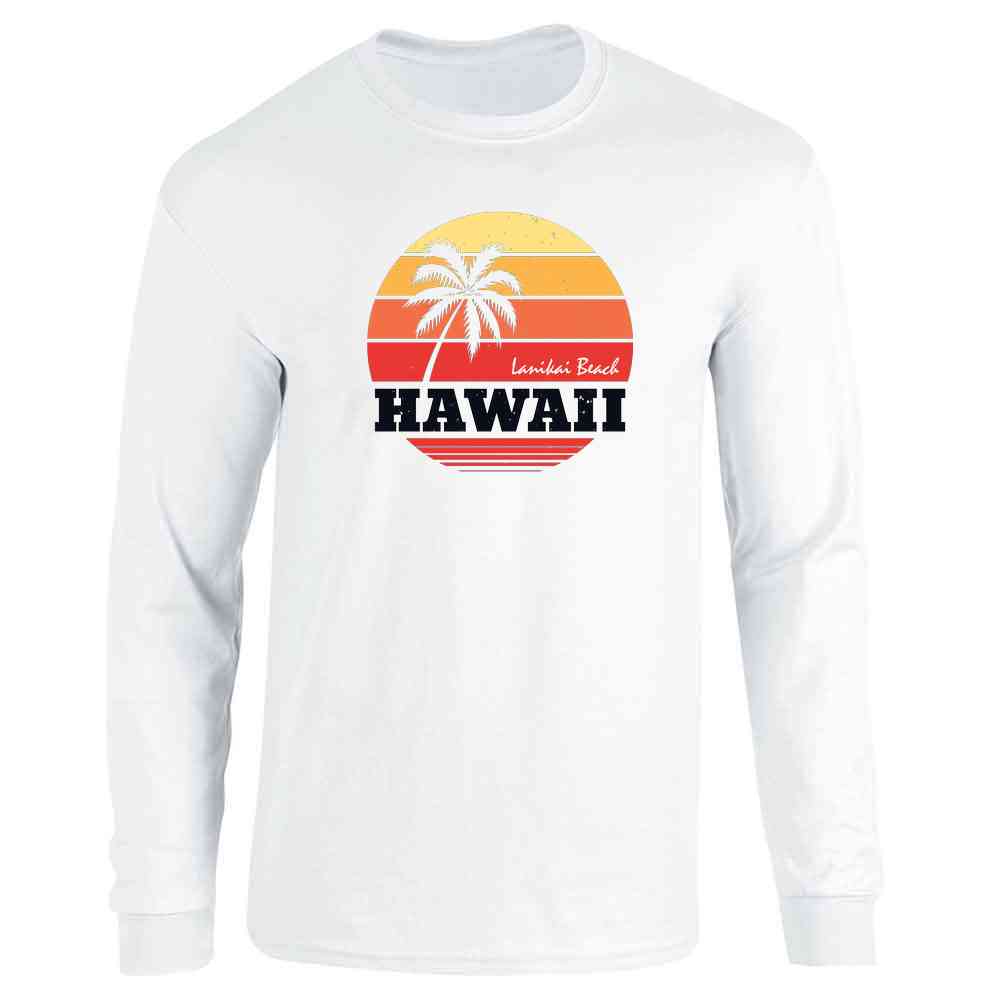 Hawaii Lanikai Beach Retro  Long Sleeve