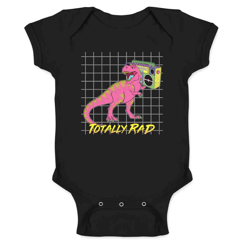 Totally Rad T Rex With Boombox 90s Aesthetic Baby Bodysuit