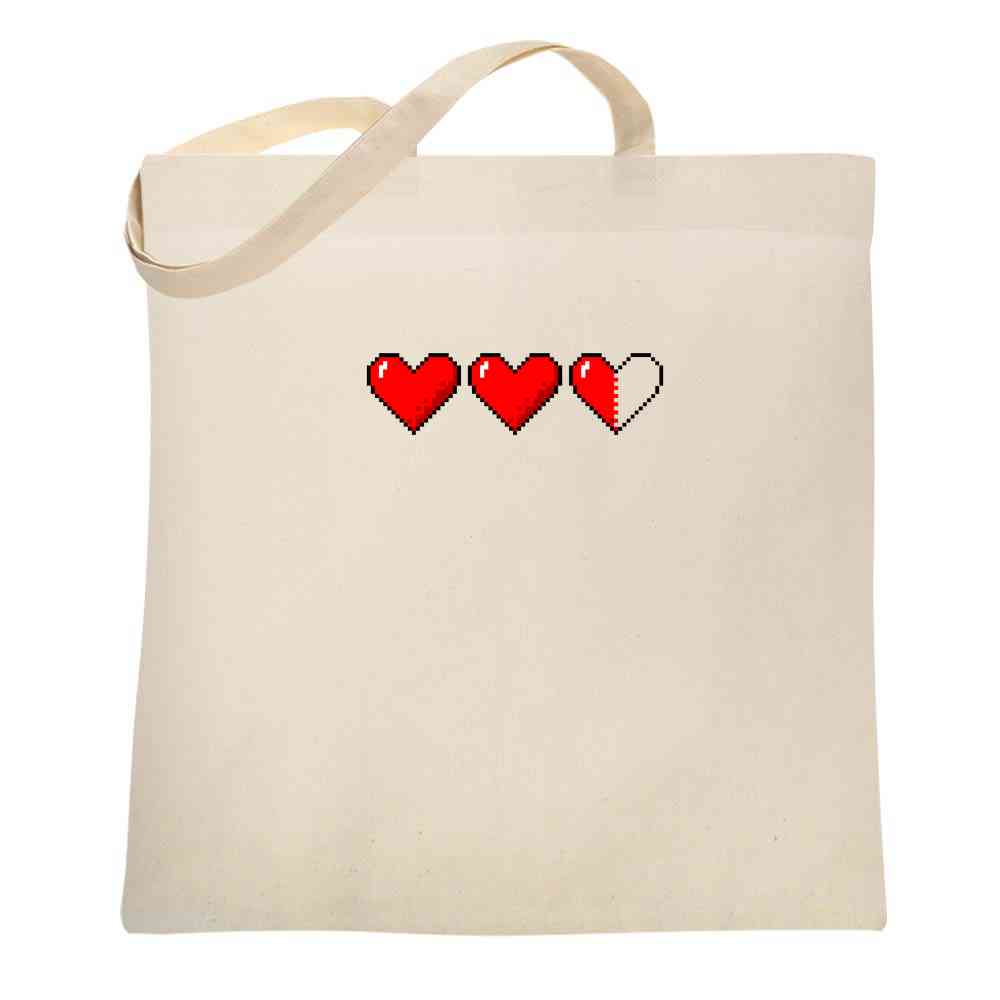 Heart Meter Pixel Art Video Gaming Gamer Retro 80s Tote Bag