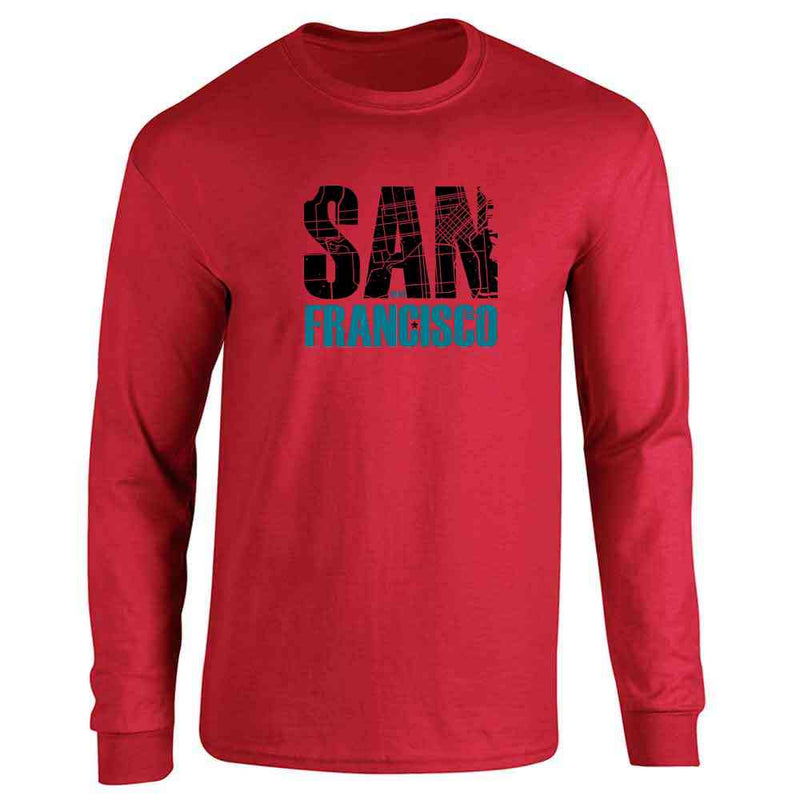 San Francisco California Retro Map Travel Long Sleeve