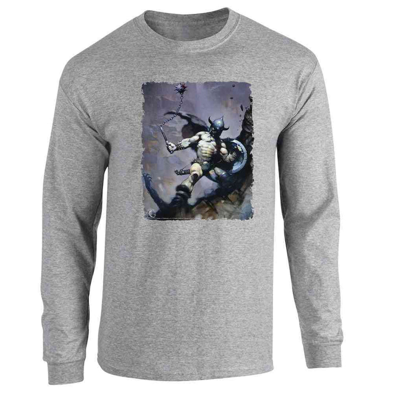 Warrior with Ball and Chain by Frank Frazetta Art Long Sleeve