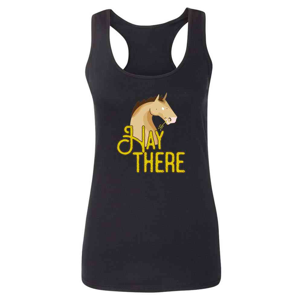 Hay There Horse Funny Graphic Pun Punny Womens Tee & Tank