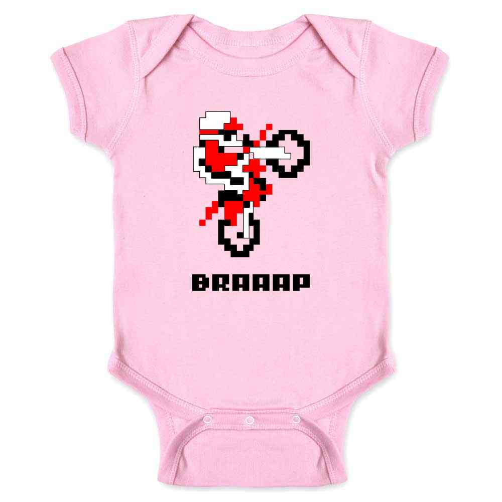 BRAAAP Dirt Bike Retro 8 Bit Video Game Gamer Baby Bodysuit