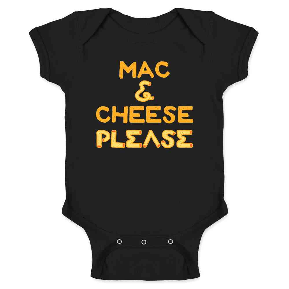 Mac and Cheese Please Funny Cute Food  Baby Bodysuit