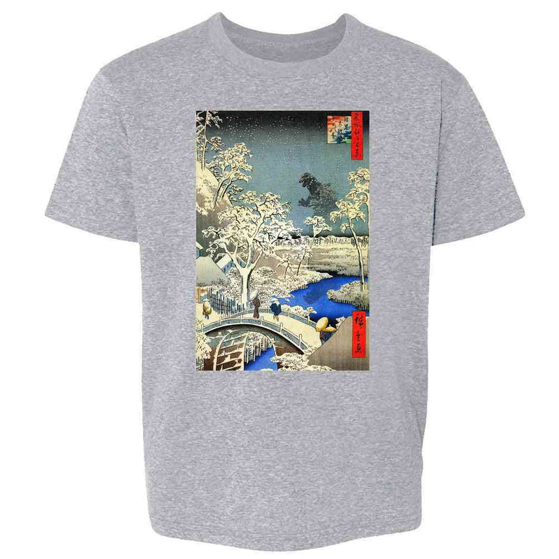 Kaiju At Meguro Drum Bridge Utagawa Hiroshige Art Kids & Youth Tee