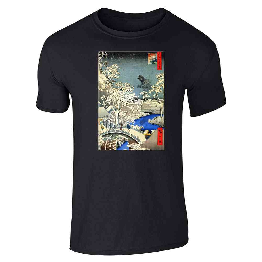 Kaiju At Meguro Drum Bridge Utagawa Hiroshige Art Unisex Tee