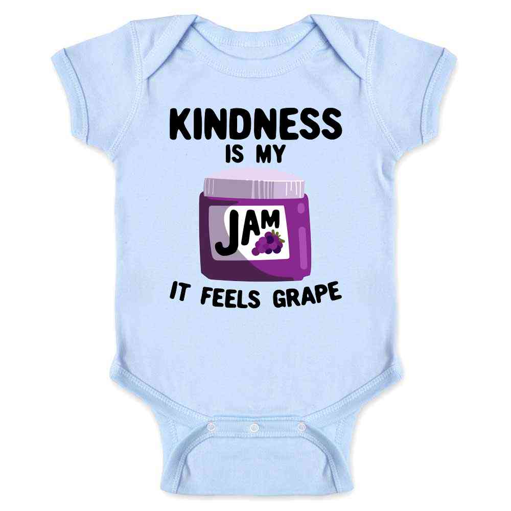 Kindness Is My Jam It Feels Grape Funny Cute Baby Bodysuit