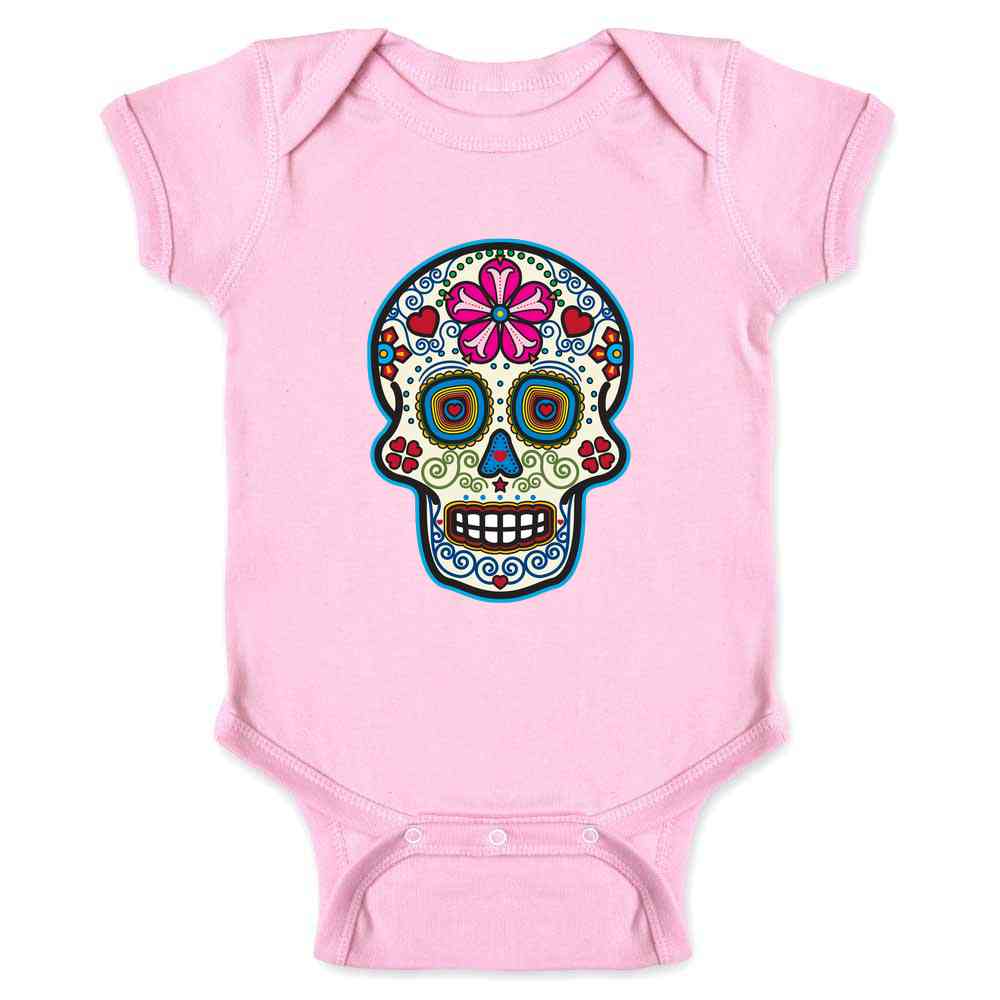 Sugar Skull Dia de los Muertos Horror Retro Baby Bodysuit