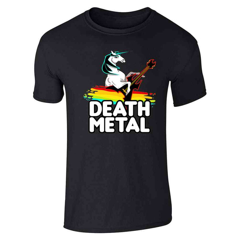 Death Metal Unicorn Retro Rainbow Funny Unisex Tee