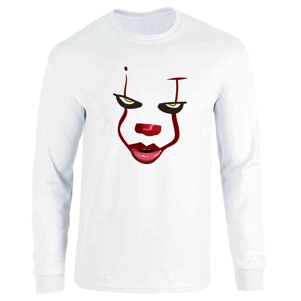 Clown Face Horror Scary Movie Halloween Spooky Long Sleeve