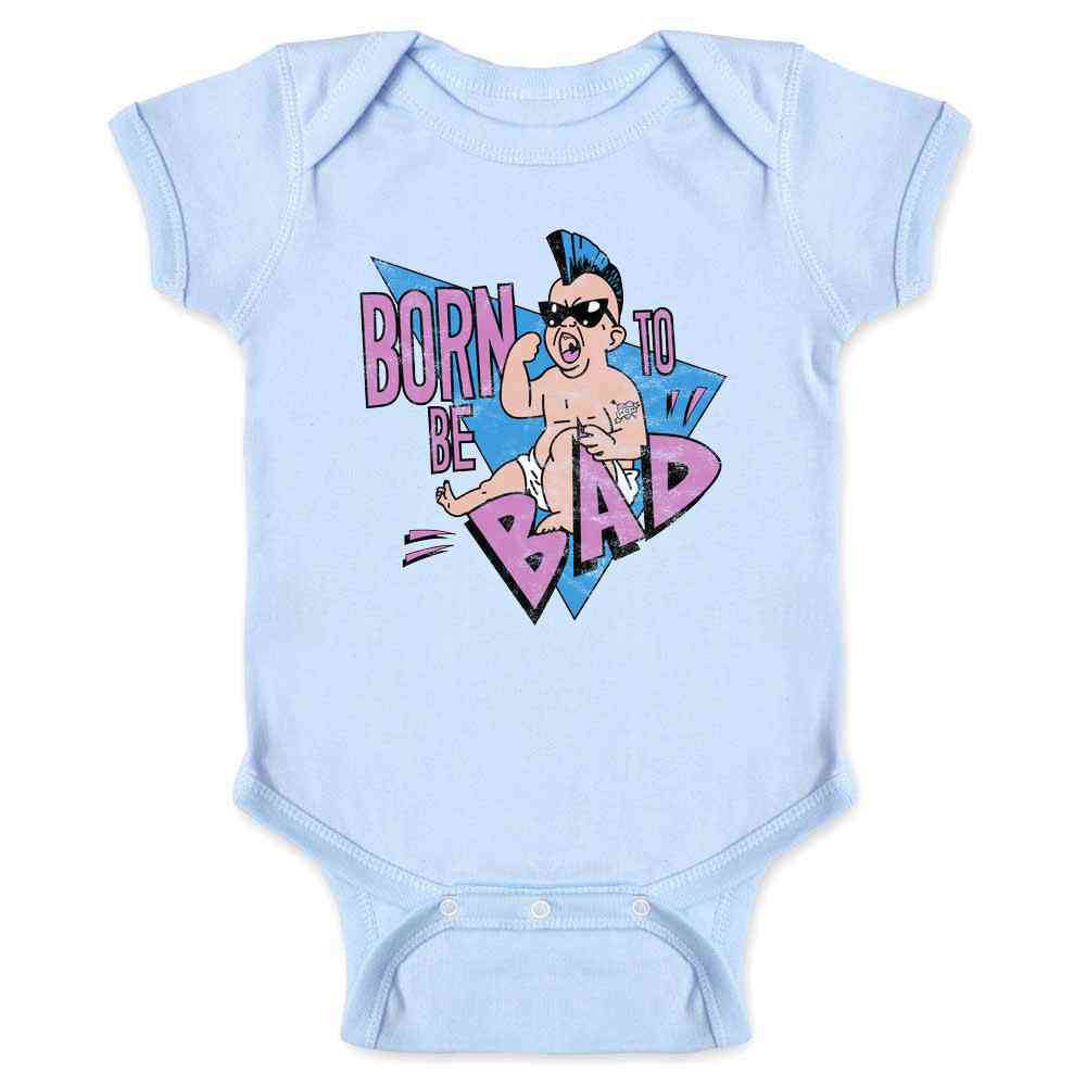 Born To Be Bad Funny Retro Vintage Style 80s Baby Bodysuit