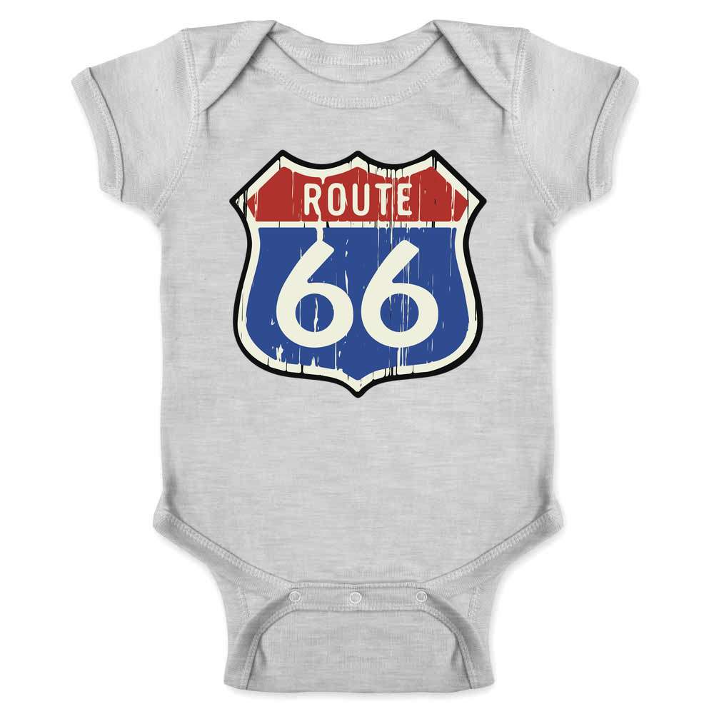 Route 66 Road Sign Retro Vintage Classic Baby Bodysuit