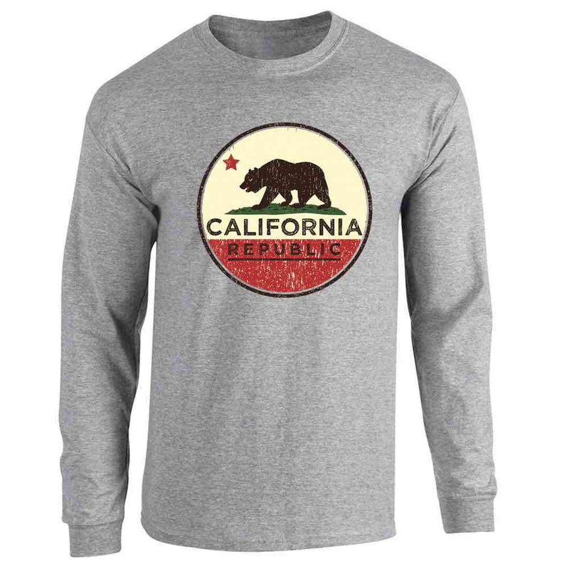 California Republic Flag Bear Retro Long Sleeve