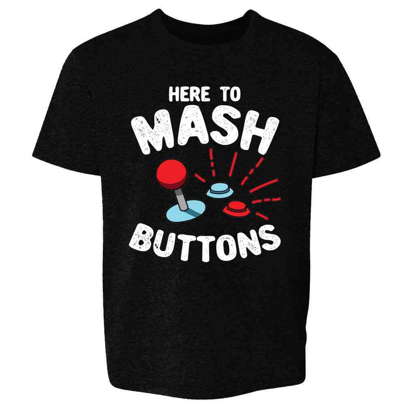 Here To Mash Buttons Gamer Video Games Kids & Youth Tee