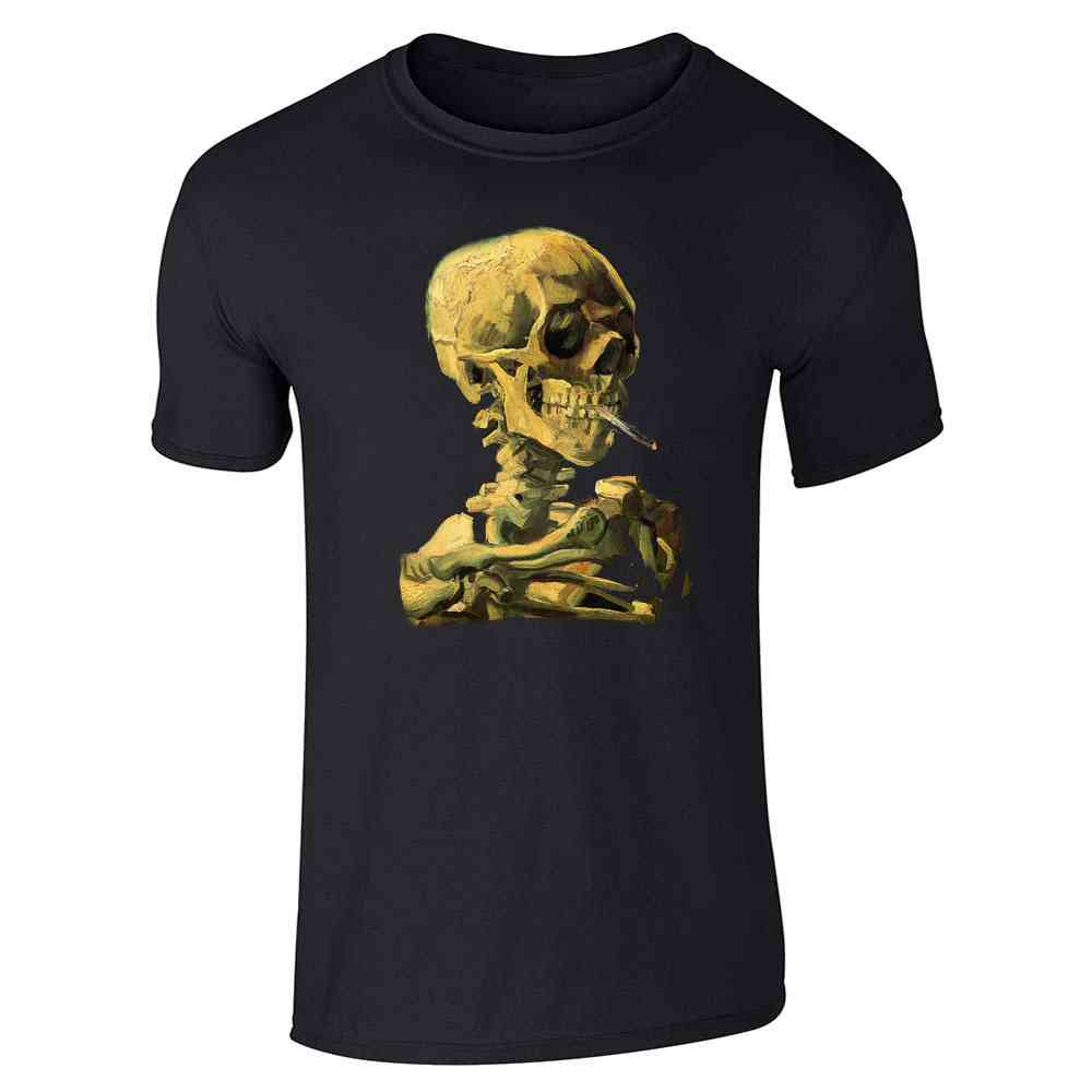 Skeleton Smoking Cigarette Vincent Van Gogh Art Unisex Tee